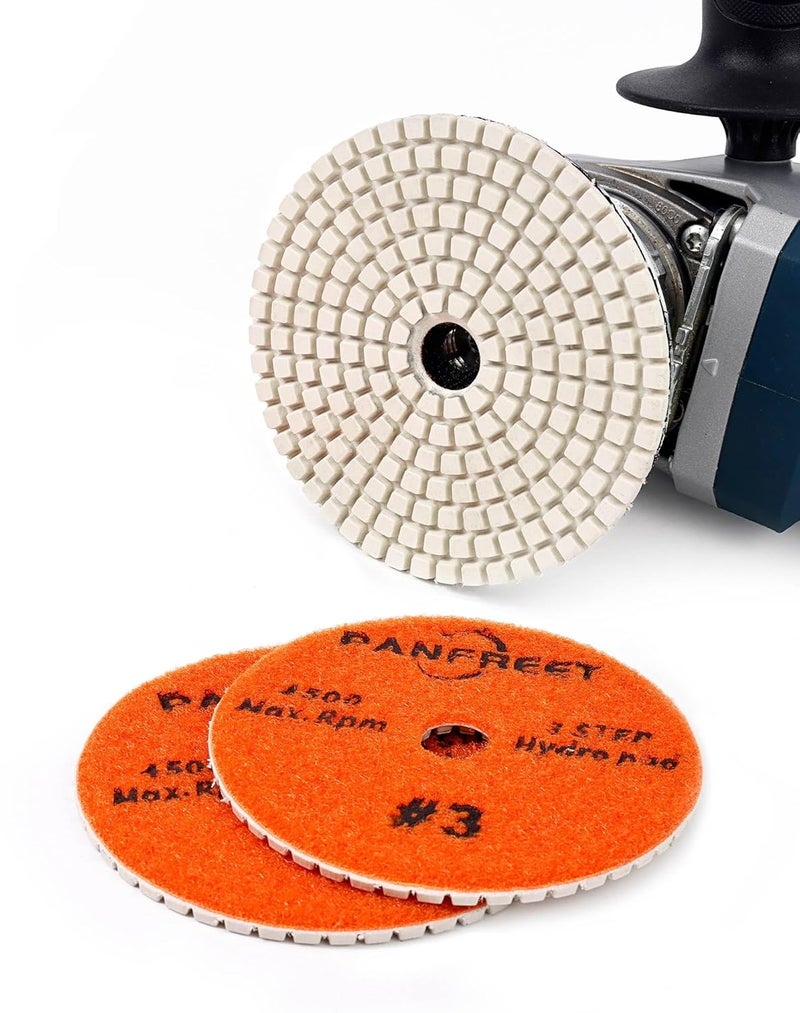 PANFREET 3 Step 4 Inch Diamond Polishing Pads,Wet/Dry Step 3 Stone Polish Pad for Granite Quartz Marble Concrete Terrazzo - Image 2